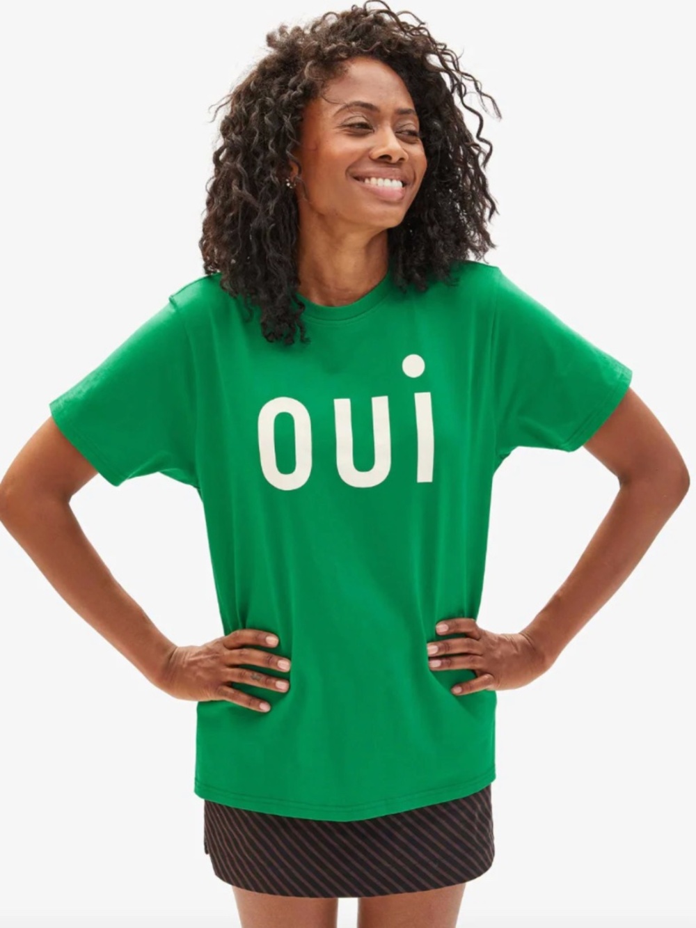 Clare V. Original Tee Apple Green with Cream Oui